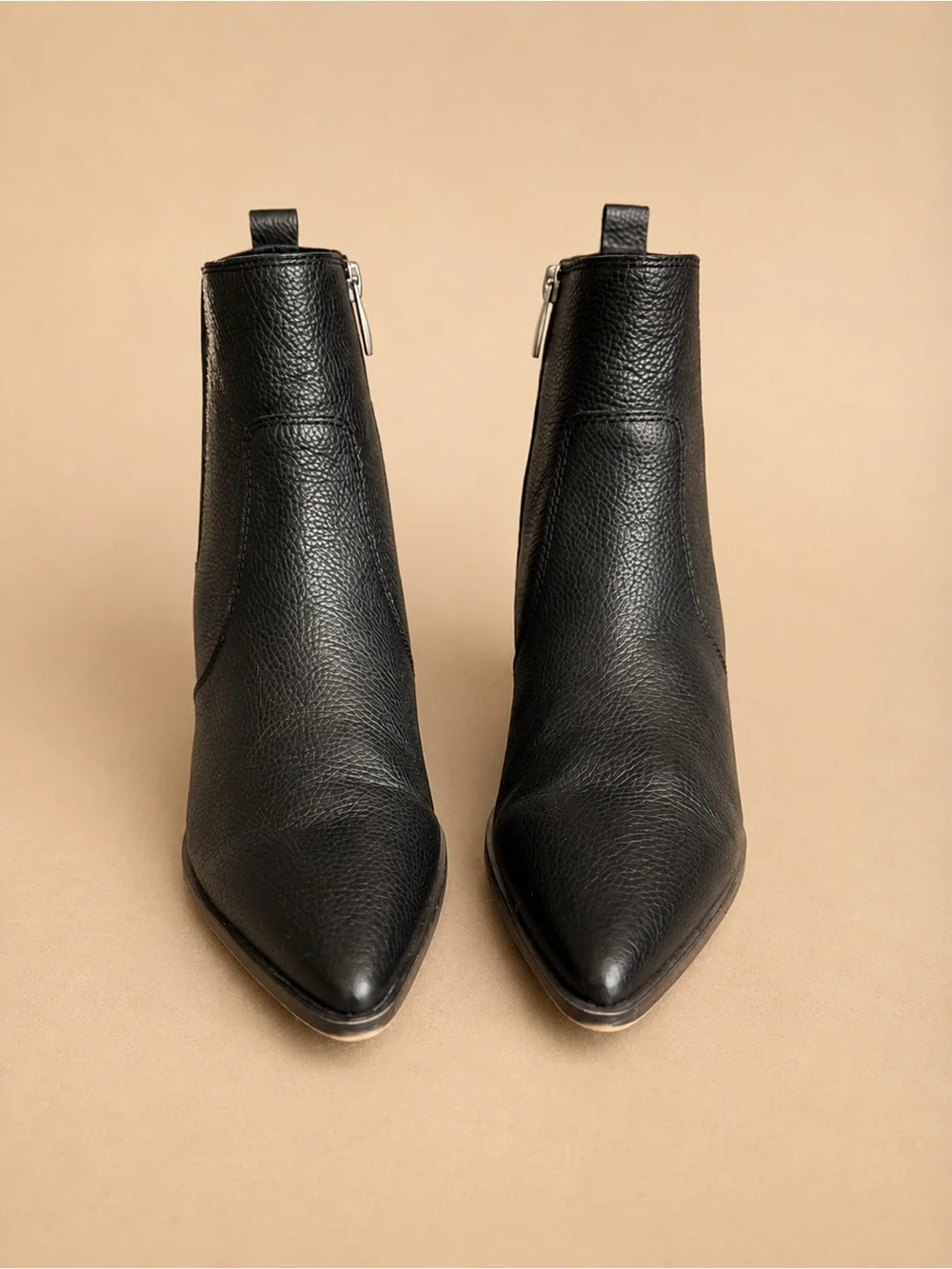 Franco Sarto Sager Black Leather Western Pointed Toe Ankle Boots Size 7